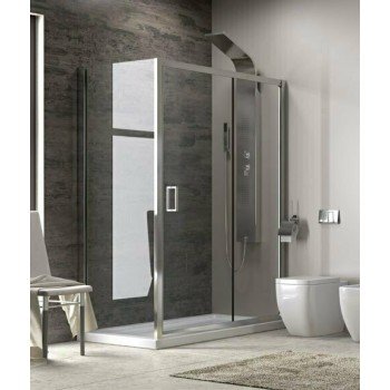 Karag New Flora 100 NFLS1008010180 Καμπίνα Ντουζιέρας με Συρόμενη Πόρτα 80x100x180cm Serigrafato