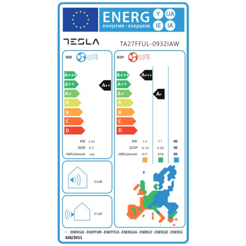 Tesla TA27FFUL-0932IAW Κλιματιστικό Inverter 9000 BTU A++/A+++ με WiFi Tesla TA27FFUL-0932IAW Κλιματιστικό Inverter 9000 BTU A++/A+++ με WiFi