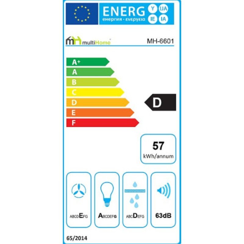 MultiHome MH-6601 Απορροφητήρας Καμινάδα 90cm Μαύρος
