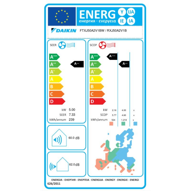 Daikin Emura FTXJ50AW-RXJ50A Κλιματιστικό Inverter 18000 BTU A++/A++ με WiFi