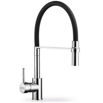 Pyramis Serina 090939801 Μπαταρία Κουζίνας Πάγκου με Ντουζ Chrome Black