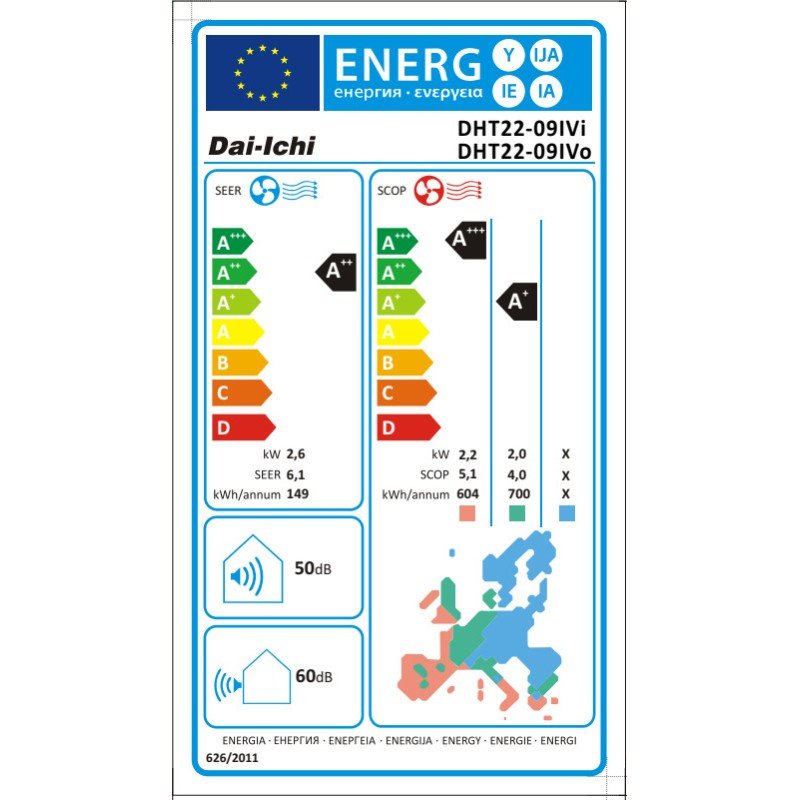 Dai-Ichi Κλιματιστικό Inverter 9000 BTU A++/A+ DHT22-09IVi/DHT22-09IVo