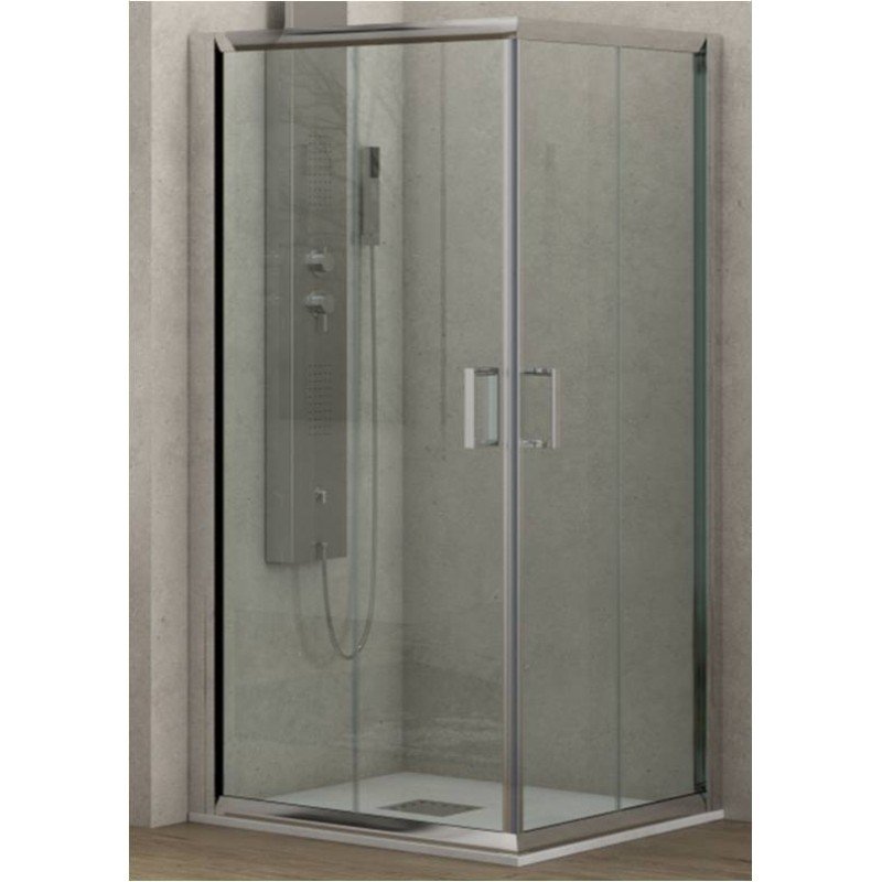 Karag New Flora 100 NFL1007070180 Καμπίνα Ντουζιέρας με Συρόμενη Πόρτα 70x70x180cm Clear Glass Chrome