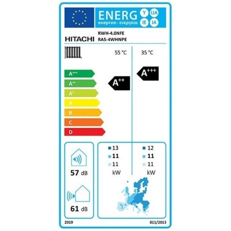 Hitachi Yutaki-S80 RWH-4.0NFE / RAS-4WHNPE Αντλία Θερμότητας 11kW Τριφασική 80°C Split