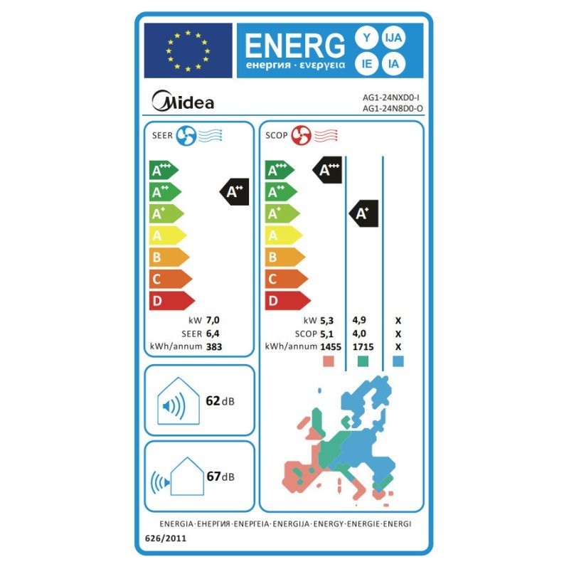 Midea Xtreme Save II Κλιματιστικό Inverter 24000 BTU A++/A+++ με Ιονιστή και WiFi