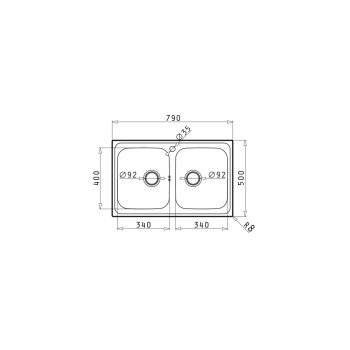 Pyramis Athena Extra 2B Ένθετος Νεροχύτης Inox Σαγρέ Μ79xΠ50cm Ασημί