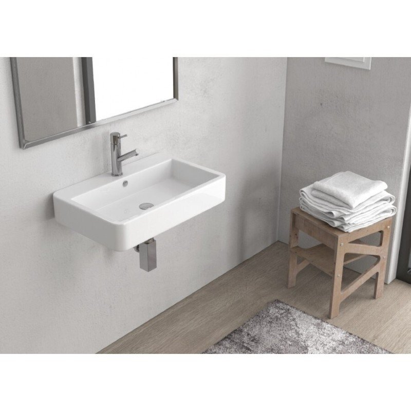 Karag Contour 61060 Επιτοίχιος Κρεμαστός Νιπτήρας Πορσελάνης 60x40x12cm Λευκός