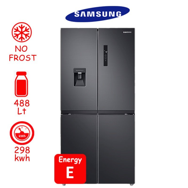 Samsung Ψυγείο Ντουλάπα 488lt NoFrost Υ179.3xΠ83.3xΒ74εκ. Μαύρο RF48A401EB4/EF