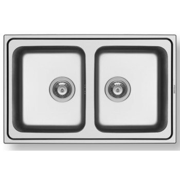 Pyramis Alea 2B Ένθετος Νεροχύτης Inox Σατινέ Μ79xΠ50cm Ασημί 107157601