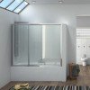 Karag Penta K-100 PEK100160 Διαχωριστικό Μπανιέρας με Συρόμενη Πόρτα 148x160cm Clear Glass Chrome