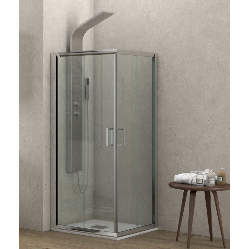 Karag Flora 100 NFL1009090180 Καμπίνα Ντουζιέρας με Συρόμενη Πόρτα 90x90x180cm Clear Glass