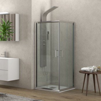 Karag Flora 100 NFL1009090180 Καμπίνα Ντουζιέρας με Συρόμενη Πόρτα 90x90x180cm Clear Glass