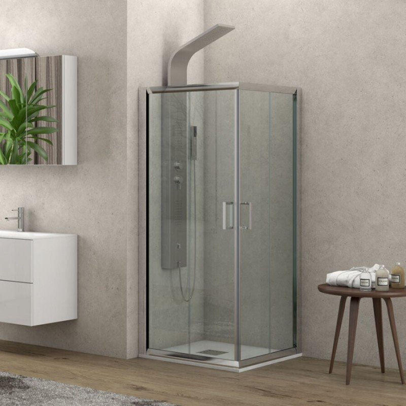 Karag Flora 100 NFL1009090180 Καμπίνα Ντουζιέρας με Συρόμενη Πόρτα 90x90x180cm Clear Glass