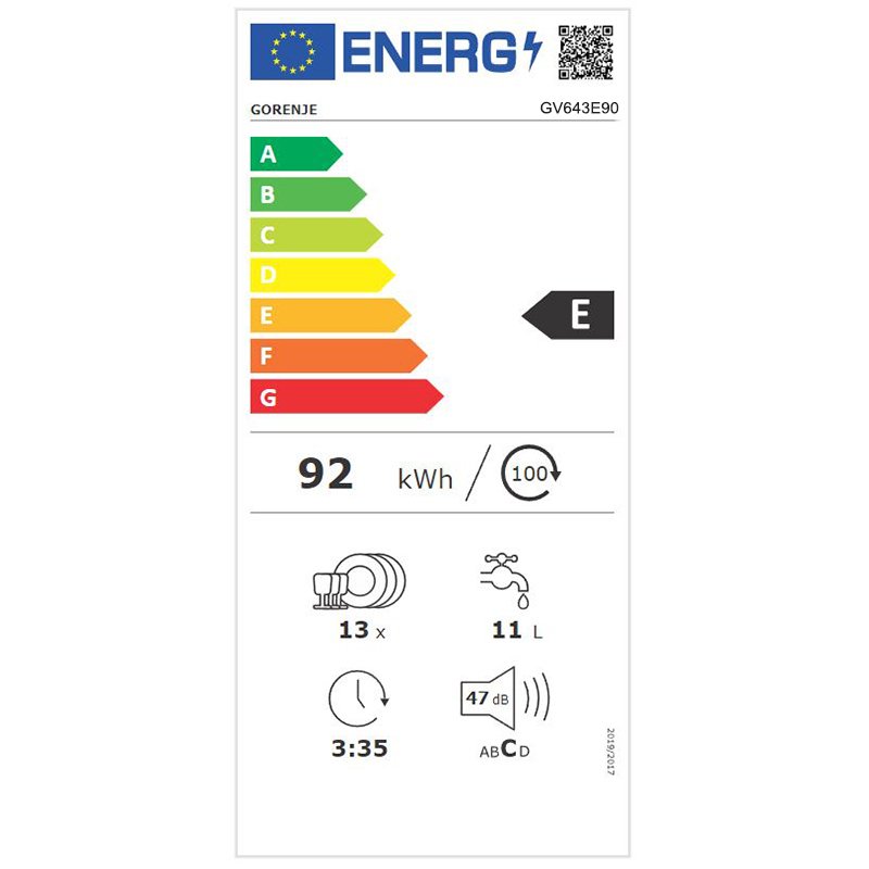 Gorenje Πλήρως Εντοιχιζόμενο Πλυντήριο Πιάτων για 16 Σερβίτσια Π59.8xY81.6εκ. GV643E90 20012648