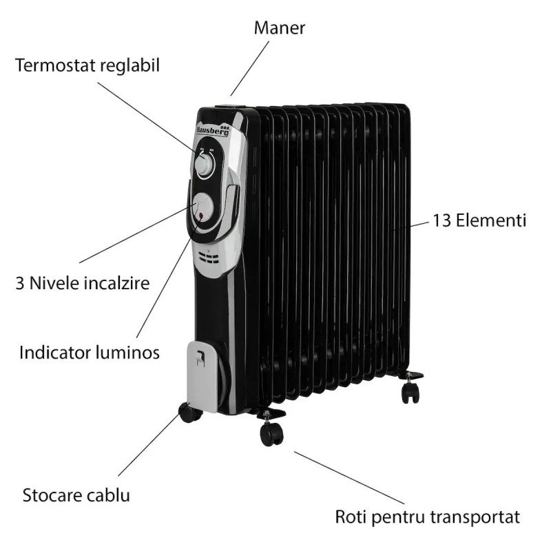 Hausberg HB-8930NG Καλοριφέρ Λαδιού με 13 Φέτες 2500W