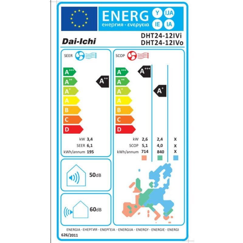 Dai-Ichi Κλιματιστικό Inverter 12000 BTU A++/A+ DHT24-12IVi/DHT24-12IVo