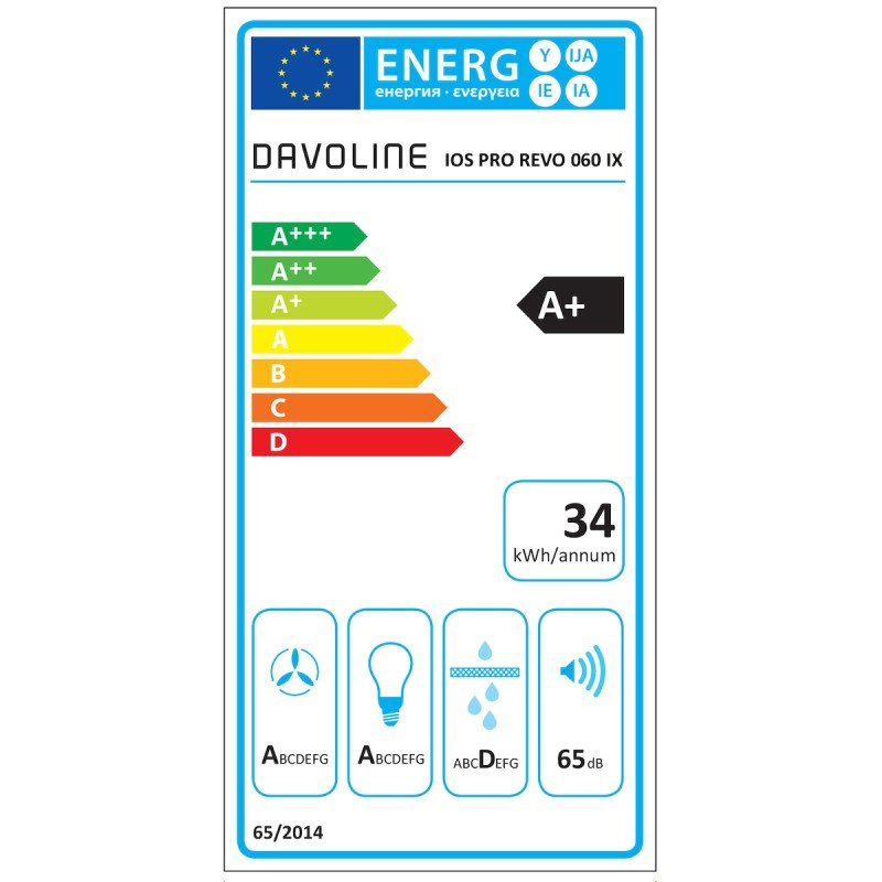 Davoline Ios Pro Revo Συρόμενος Απορροφητήρας 60cm Μαύρος