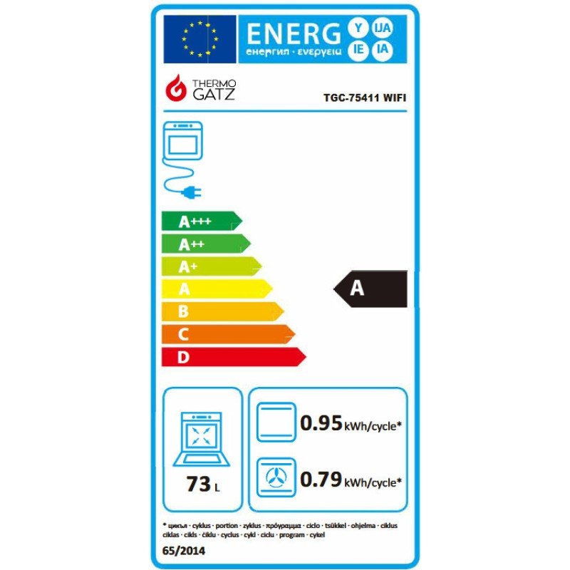 Thermogatz TGC 75411 WIFI Φούρνος άνω Πάγκου 75lt Π60εκ. Μαύρος