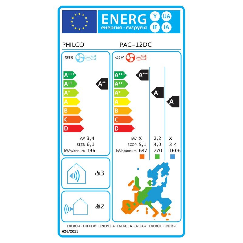 Philco PAC-DC Κλιματιστικό Inverter 12000 BTU A++/A+ με WiFi