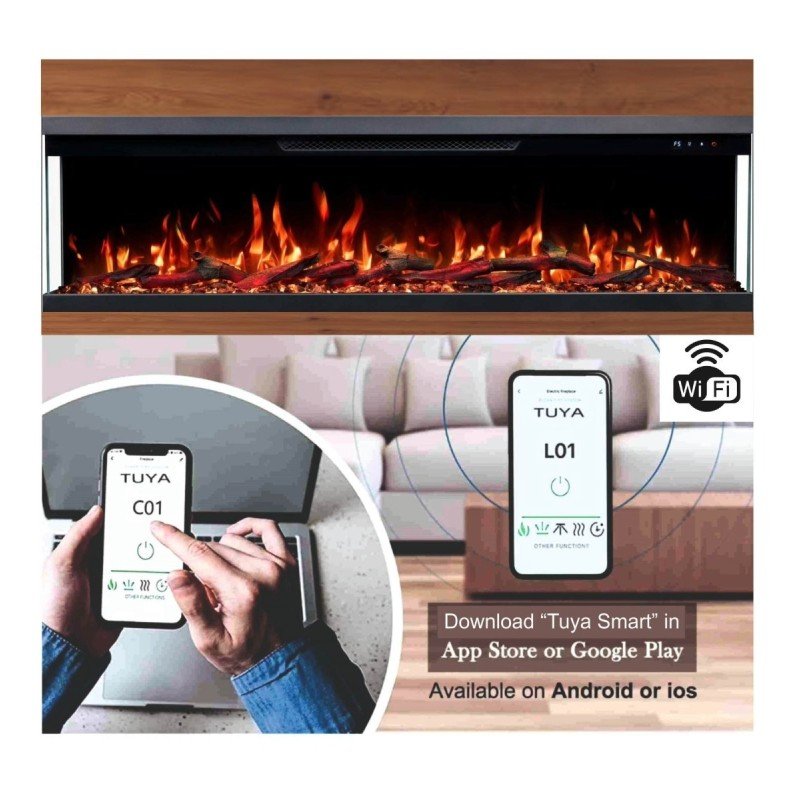 Ηλεκτρικό Τζάκι Τριών Όψεων Smart Notting Berlin 42 Επιτοίχιο Ένθετο L.e.d 1800w Hitense