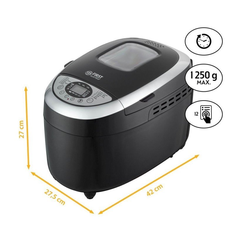 First Austria FA-5152-3-BA Αρτοπαρασκευαστής 850W Χωρητικότητας 1250gr με 12 Προγράμματα