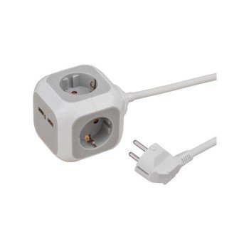 Brennenstuhl PowerCube 4 Θέσεων με 2 USB-A και Καλώδιο 1.4m Γκρι 1150100