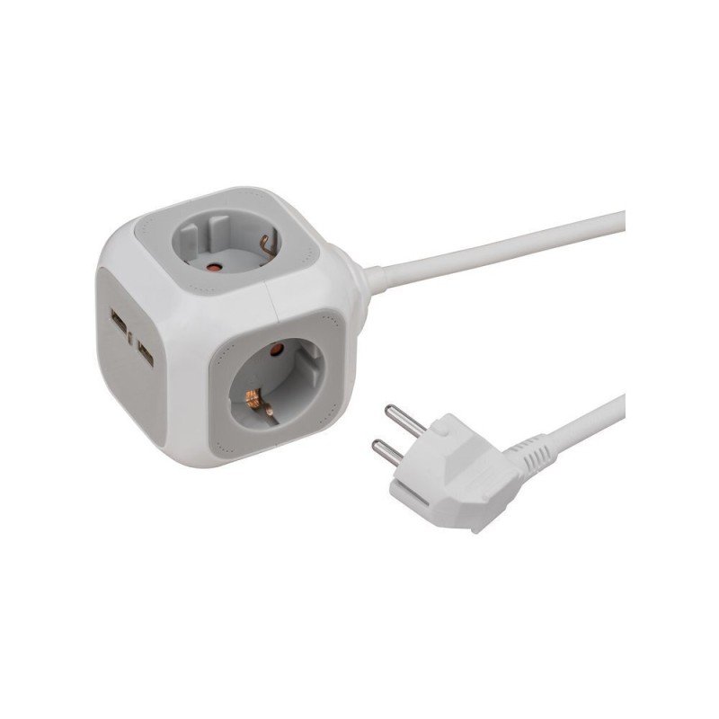 Brennenstuhl PowerCube 4 Θέσεων με 2 USB-A και Καλώδιο 1.4m Γκρι 1150100
