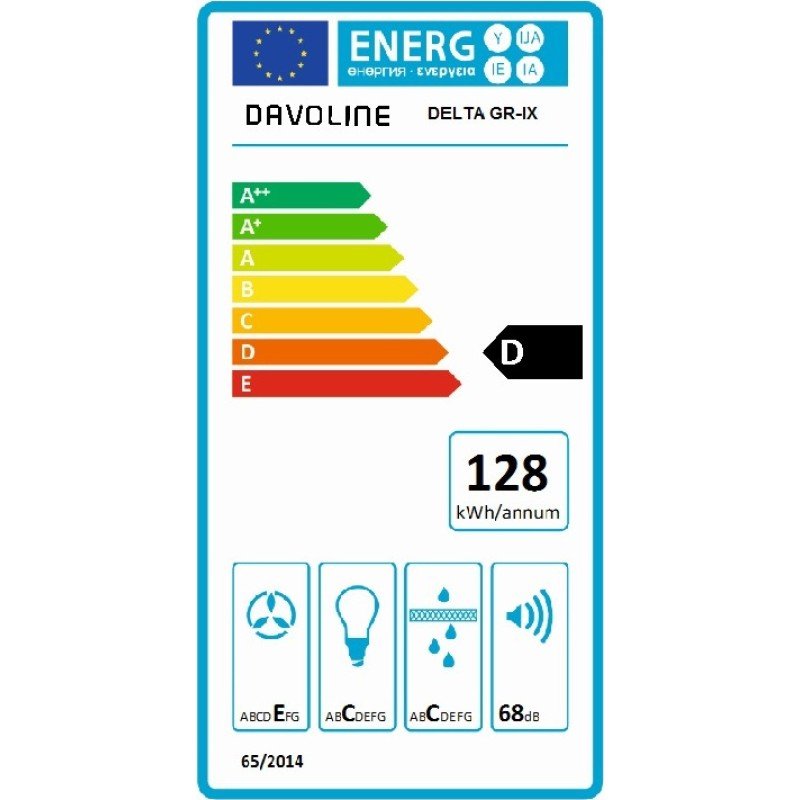 Davoline Delta GR Συρόμενος Απορροφητήρας 60cm Μαύρος