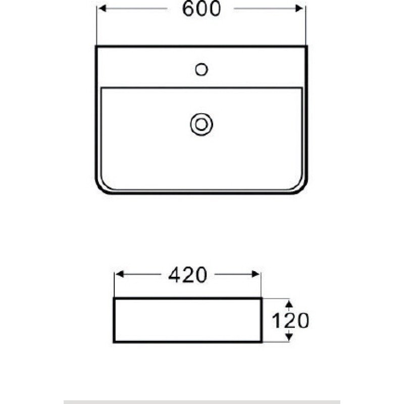 Karag LT2173 Επικαθήμενος Νιπτήρας Πορσελάνης 60x42x12cm Λευκός