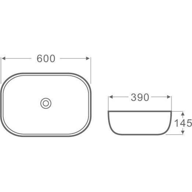 Karag LT2143-P Επικαθήμενος Νιπτήρας Πορσελάνης 60x39x14.5cm Λευκός