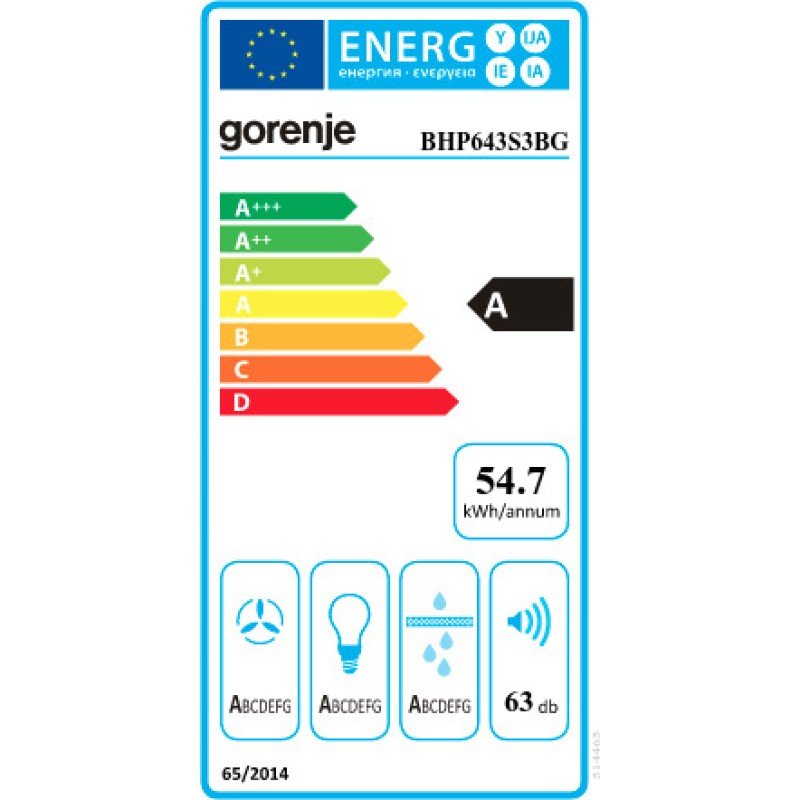 Gorenje BHP643S3BG Συρόμενος Απορροφητήρας 60cm Μαύρος