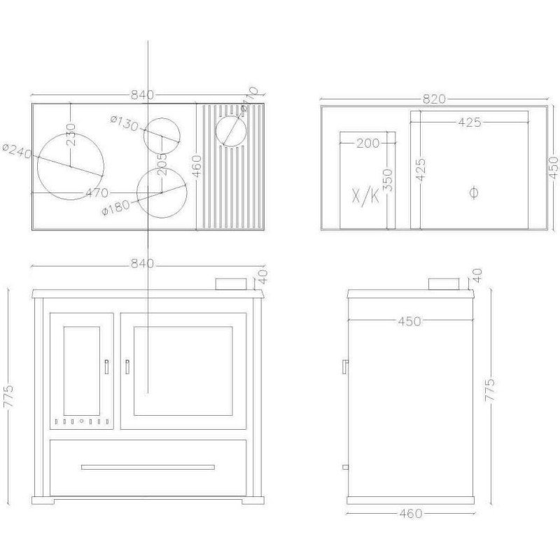 Syrios Manari KS-2000 Μαντεμένια Ξυλόσομπα με Φούρνο 11.5kW Γκρι