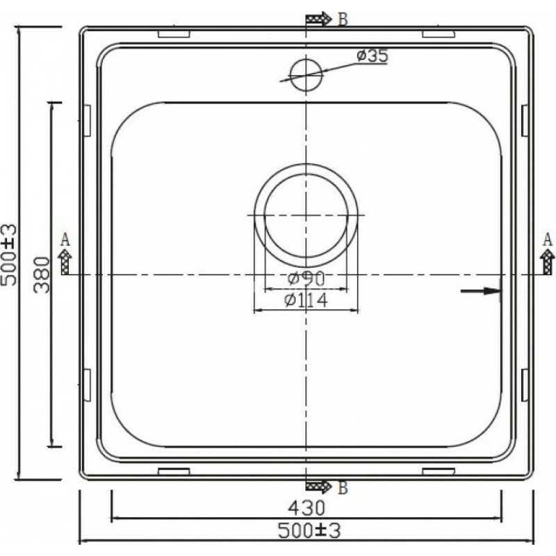 Karag BL 625 Ένθετος Νεροχύτης Inox Σατινέ Μ50xΠ50cm Ασημί
