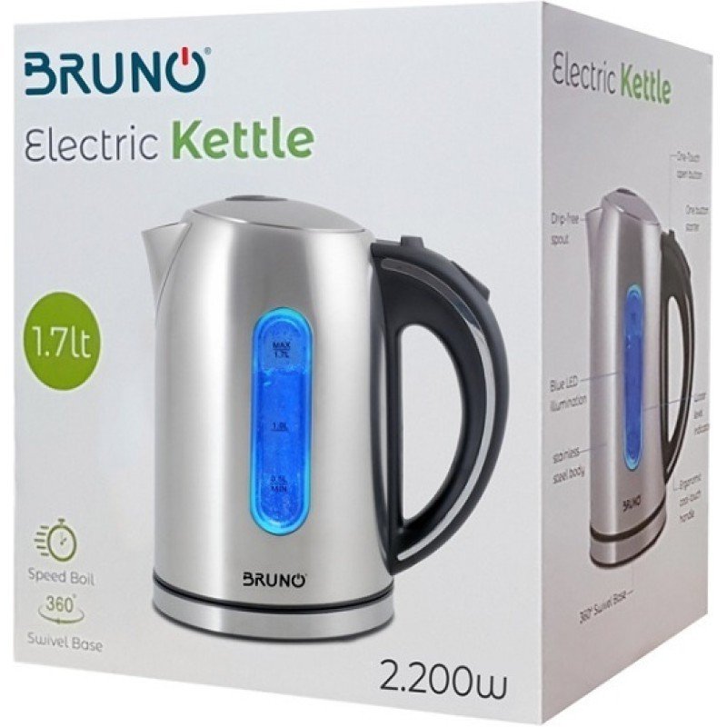 Bruno Βραστήρας 1.7lt 2200W Ασημί BRN-0028