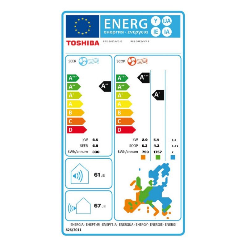 Toshiba Yukai RAS-24E2KVG-E/RAS-24E2AVG-E Κλιματιστικό Inverter 24000 BTU A++/A+
