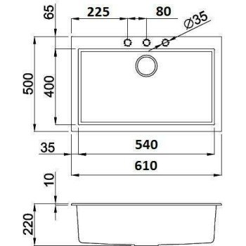 Elleci Quadra 110 Metaltek Ένθετος Νεροχύτης από Συνθετικό Γρανίτη Μ61xΠ50cm Titanium M73