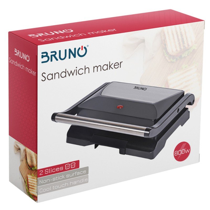 Bruno Τοστιέρα για 2 Τοστ 800W Μαύρη BRN-0067
