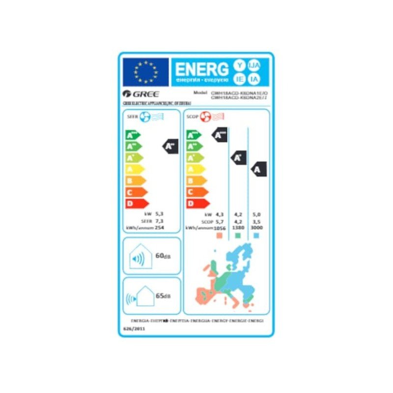 Gree Aura GRC-181QI/KAR-N5/GRCO-181QI/KAR-N5 Κλιματιστικό Inverter 18000 BTU A++/A+ με WiFi