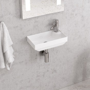 Karag Litos 2240 Επιτοίχιος Κρεμαστός Νιπτήρας Πορσελάνης 40x22x11cm Λευκός