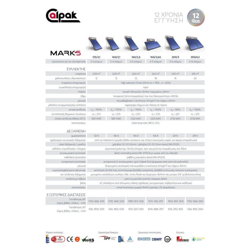 Calpak Mark 5 Ηλιακός Θερμοσίφωνας 200 λίτρων Glass Τριπλής Ενέργειας με 4.2τ.μ. Συλλέκτη Calpak Mark 5 Ηλιακός Θερμοσίφωνας 200 λίτρων Glass Τριπλής Ενέργειας με 4.2τ.μ. Συλλέκτη