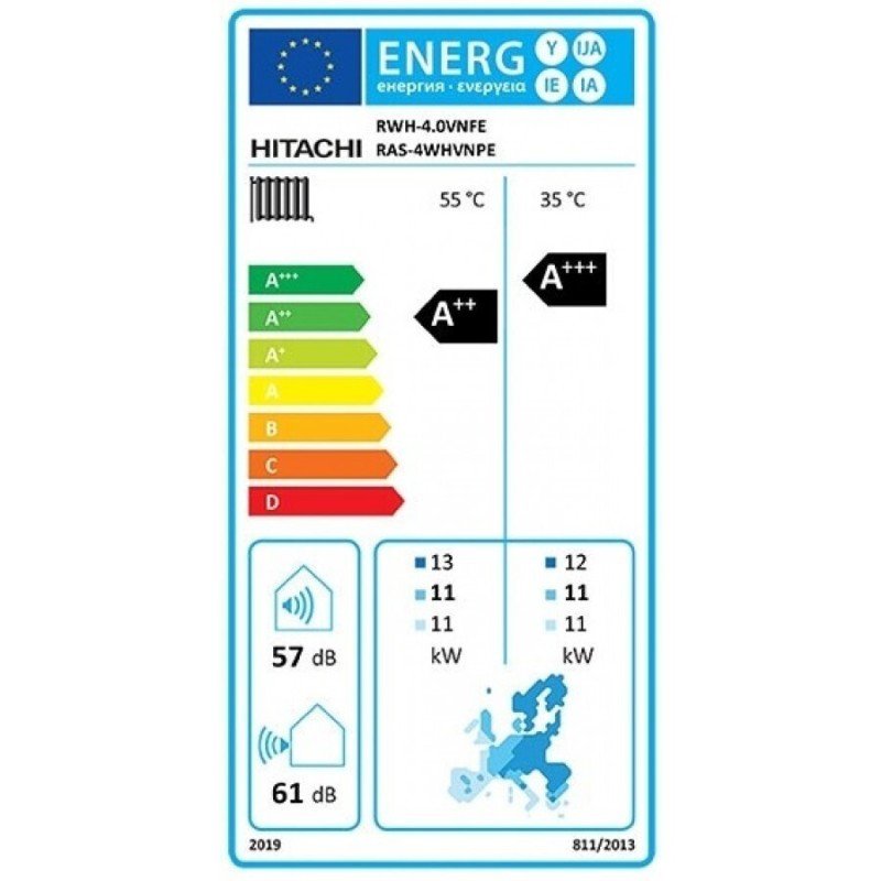 Hitachi Yutaki-S80 RWH-4.0VNFE / RAS-4WHVNPE Αντλία Θερμότητας 11kW Μονοφασική 80°C Split