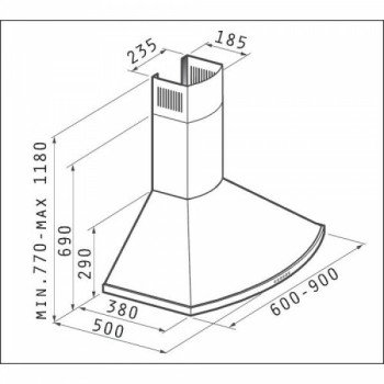 Pyramis Οβάλ Classic 60 Απορροφητήρας Καμινάδα 60cm Inox Pyramis Οβάλ Classic 60 Απορροφητήρας Καμινάδα 60cm Inox