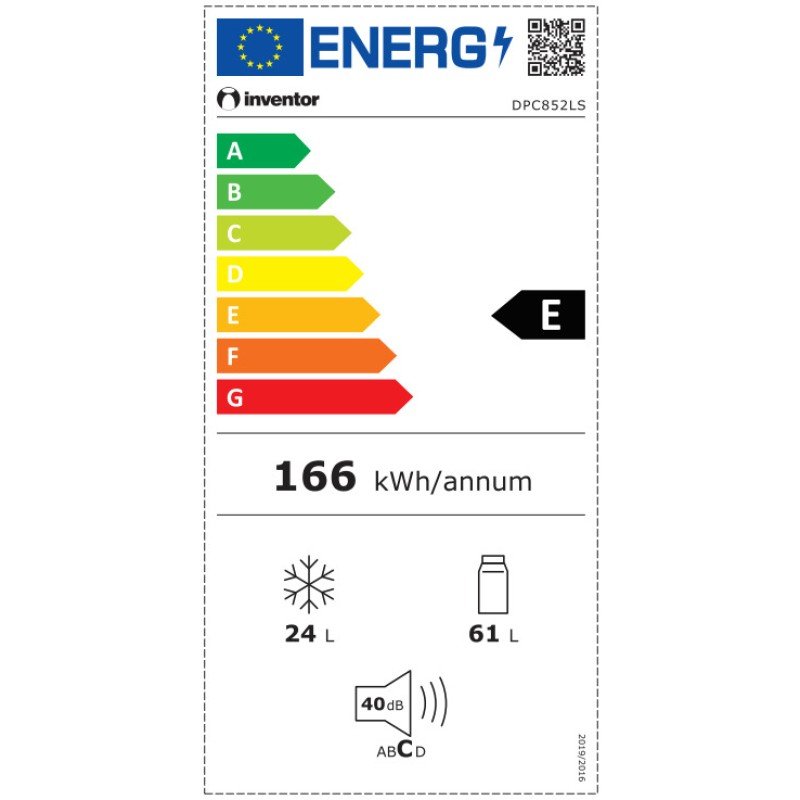 Inventor Ψυγείο Δίπορτο 85lt Υ85xΠ48xΒ51.5εκ. Inox DPC852LS
