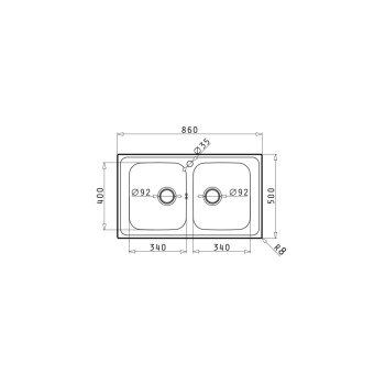 Pyramis Athena Extra 2B Ένθετος Νεροχύτης Inox Σατινέ Μ86xΠ50cm Ασημί