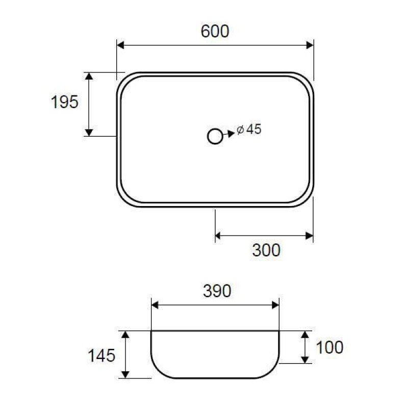 Karag LT2143-P Επικαθήμενος Νιπτήρας Πορσελάνης 60x39x14.5cm Λευκός