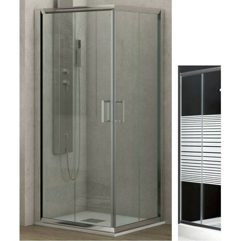 Karag New Flora 100 NFLS1008080180 Καμπίνα Ντουζιέρας με Συρόμενη Πόρτα 80x80x180cm Serigrafato