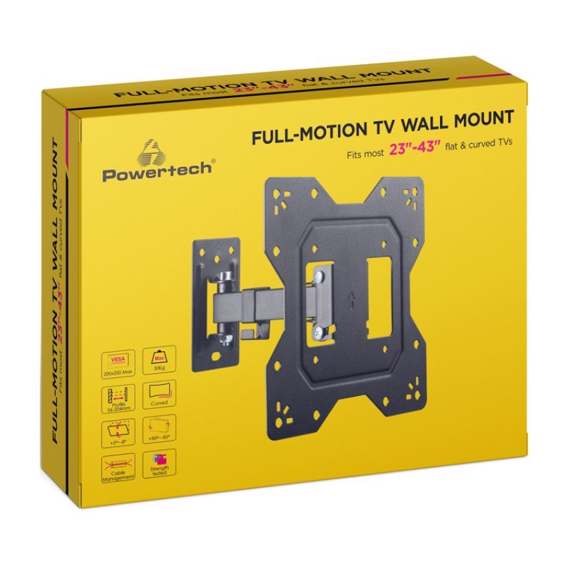 Powertech PT-1128 Βάση Τηλεόρασης Τοίχου με Βραχίονα έως 43