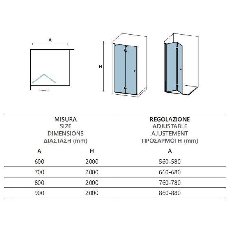 Karag S 7 Διαχωριστικό Ντουζιέρας με Πτυσσόμενη Πόρτα 60x200cm Clear Glass Chrome Karag S 7 Διαχωριστικό Ντουζιέρας με Πτυσσόμενη Πόρτα 60x200cm Clear Glass Chrome