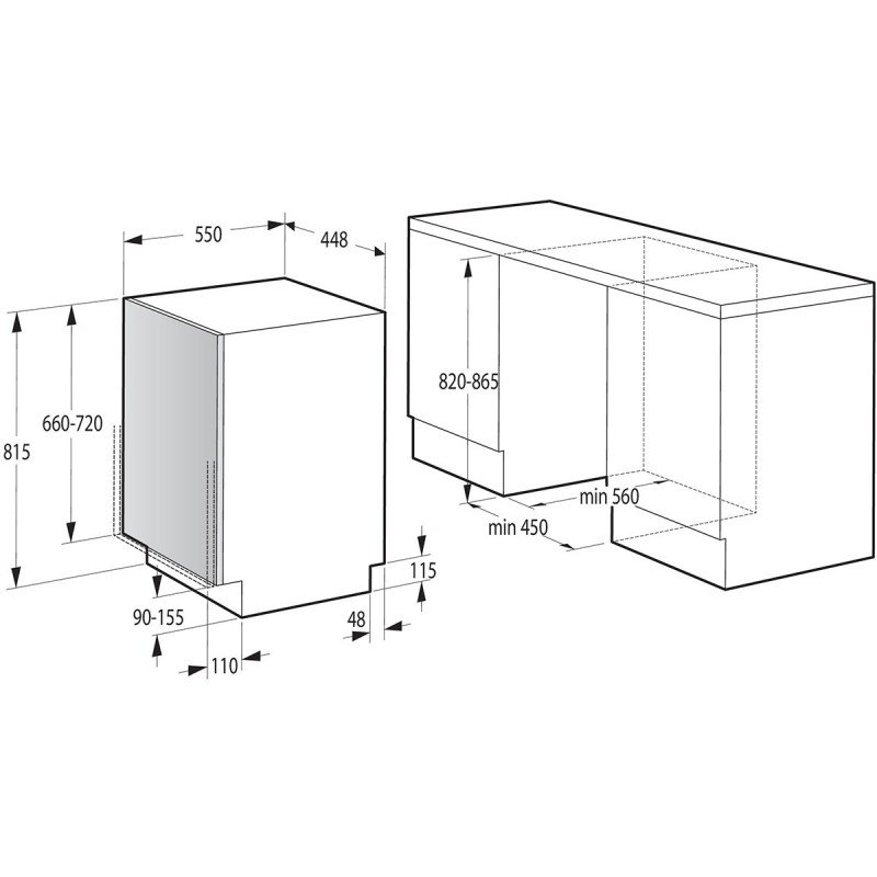 Gorenje GV520E15 740034 Πλήρως Εντοιχιζόμενο Πλυντήριο Πιάτων για 9 Σερβίτσια Π44.8xY81.5εκ.