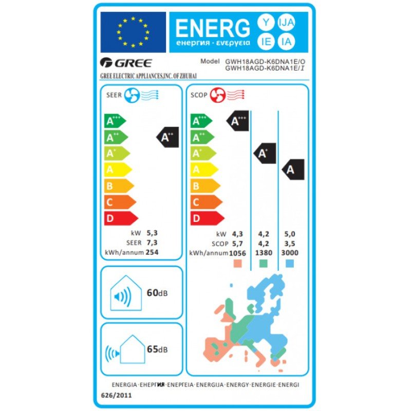 Gree Aura GRC-181QI/KAR-N6/GRCO-181QI/KAR-N6 Κλιματιστικό Inverter 18.000BTU A++/A+ με WiFi